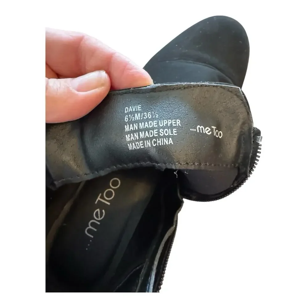 Me Too Davie Black Ankle Booties Womens Size 6.5 Comfort Low Heel Boots